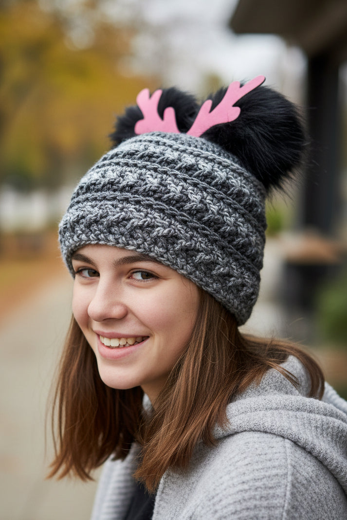 You Sleigh Me Beanie in grays