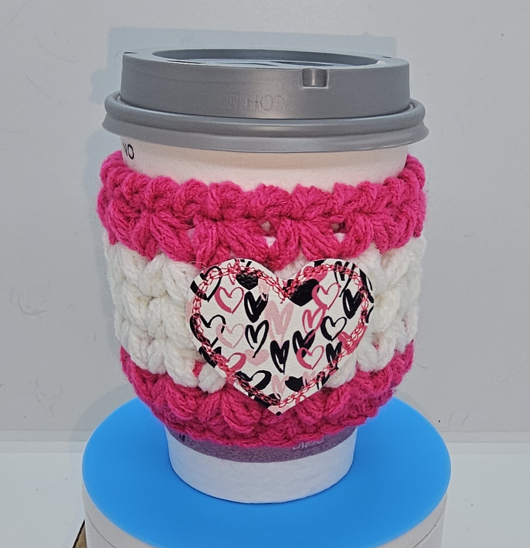 Pink black and white heart cozy