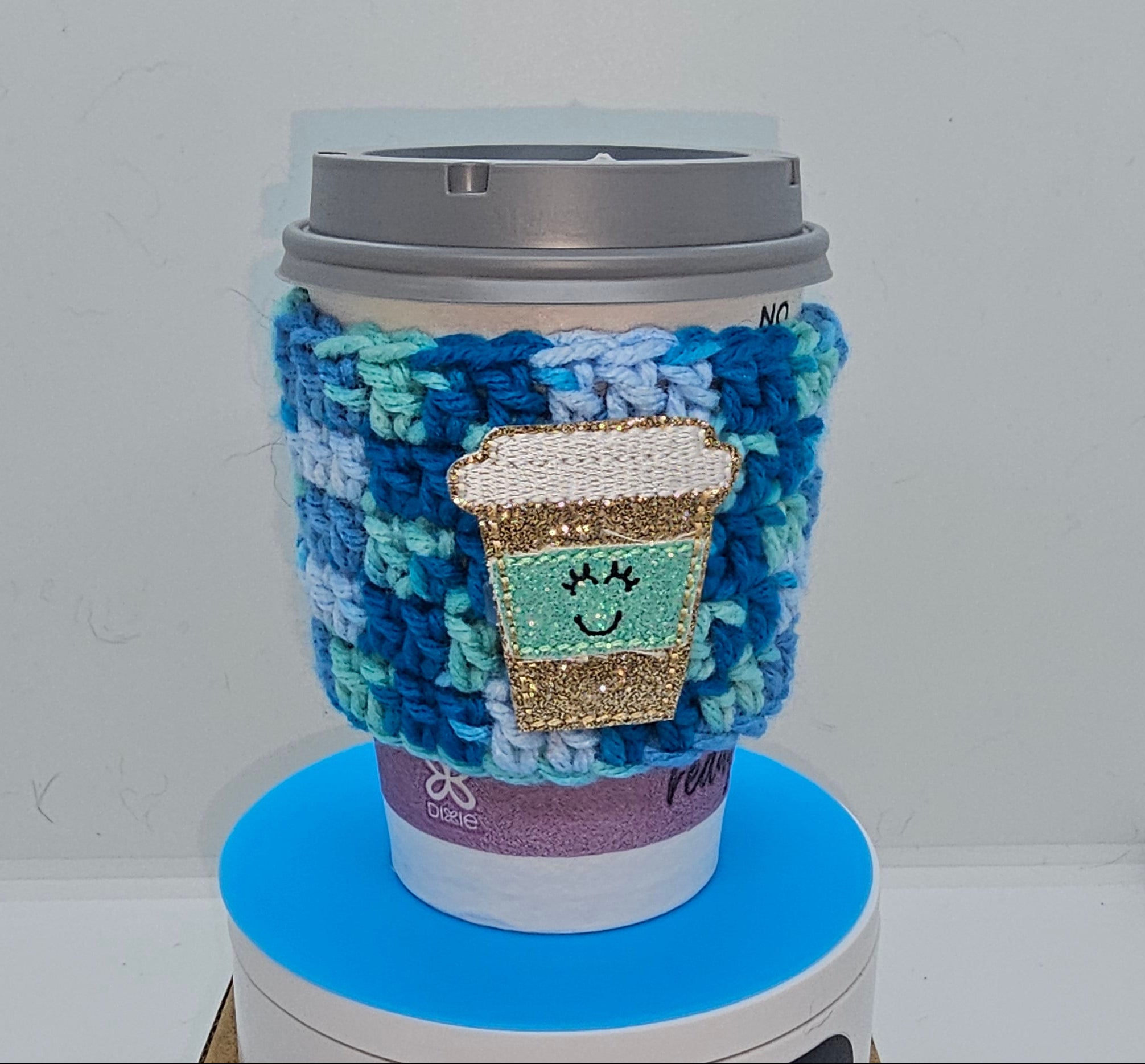 Happy coffee on blue