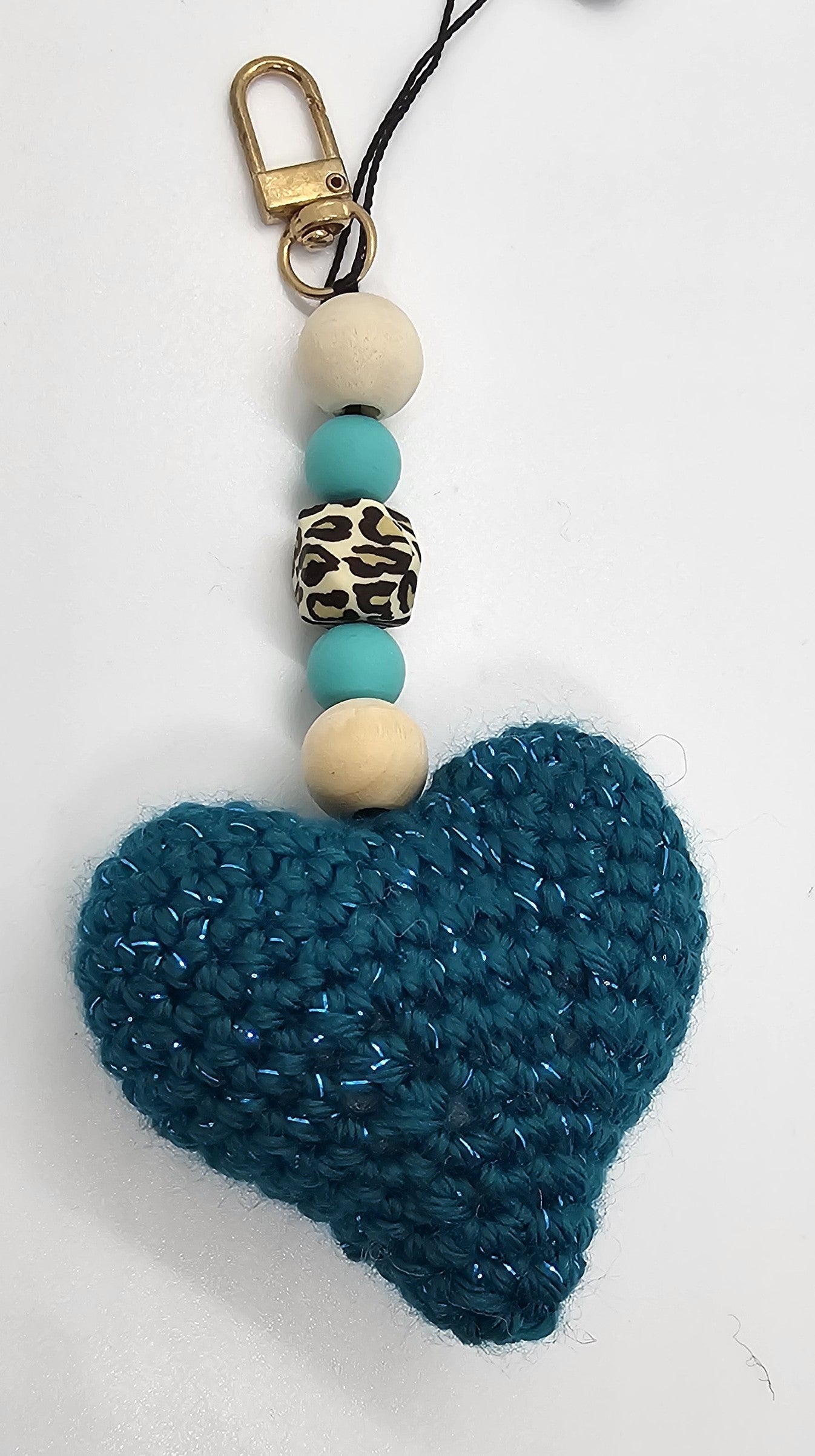 Teal heart keychain