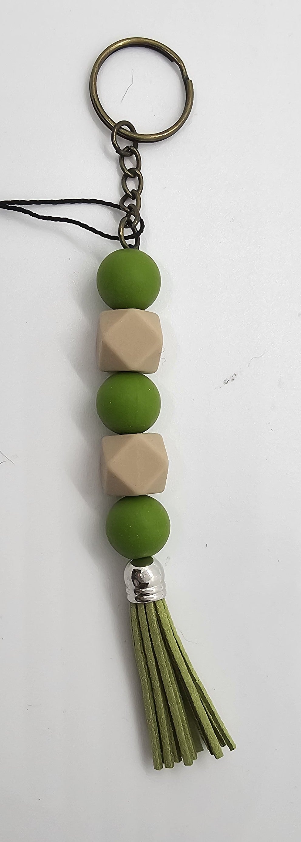 Lime and tan keychain
