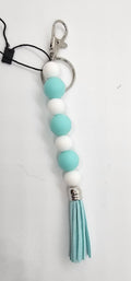 Aqua & white keychain