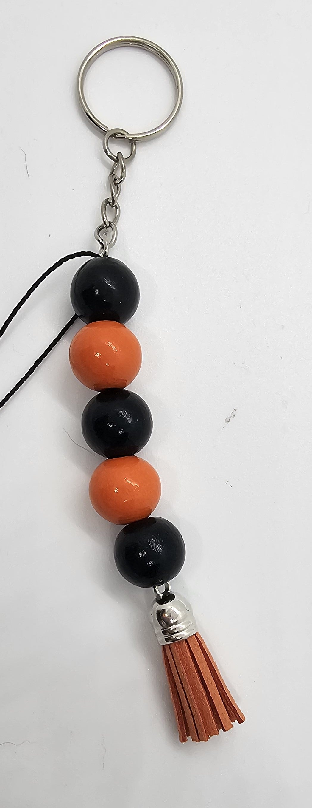 Black and Orange keychain silver ring