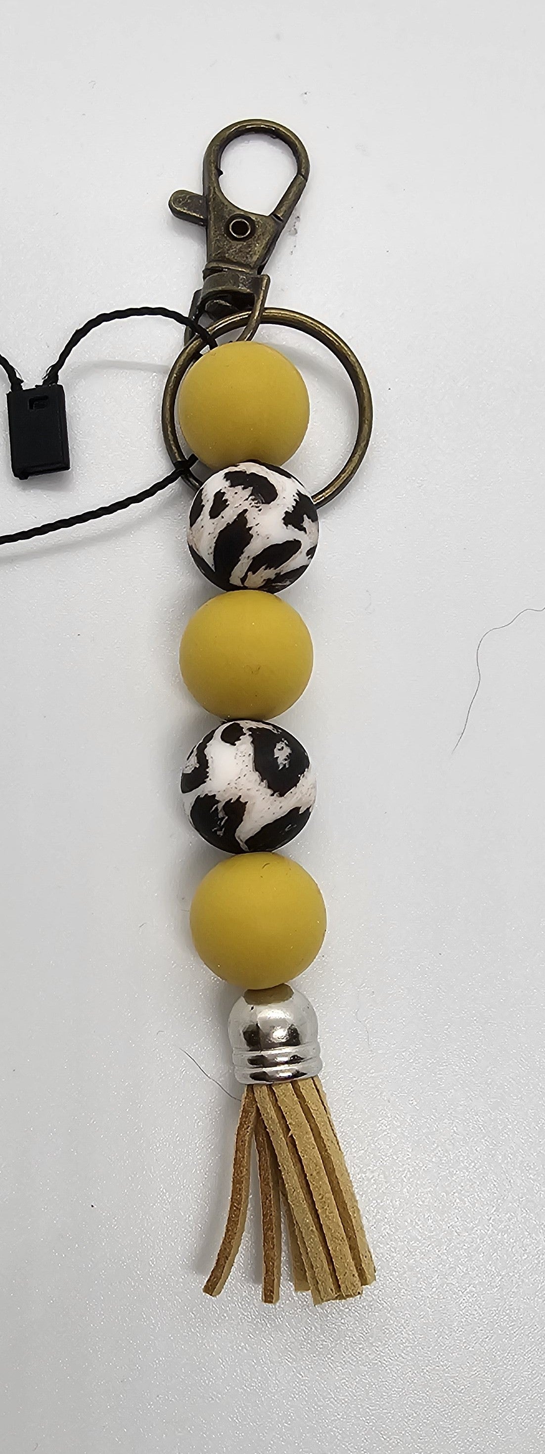 Mustard and leopard keychain