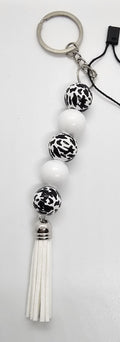 Black and white animal print keychain