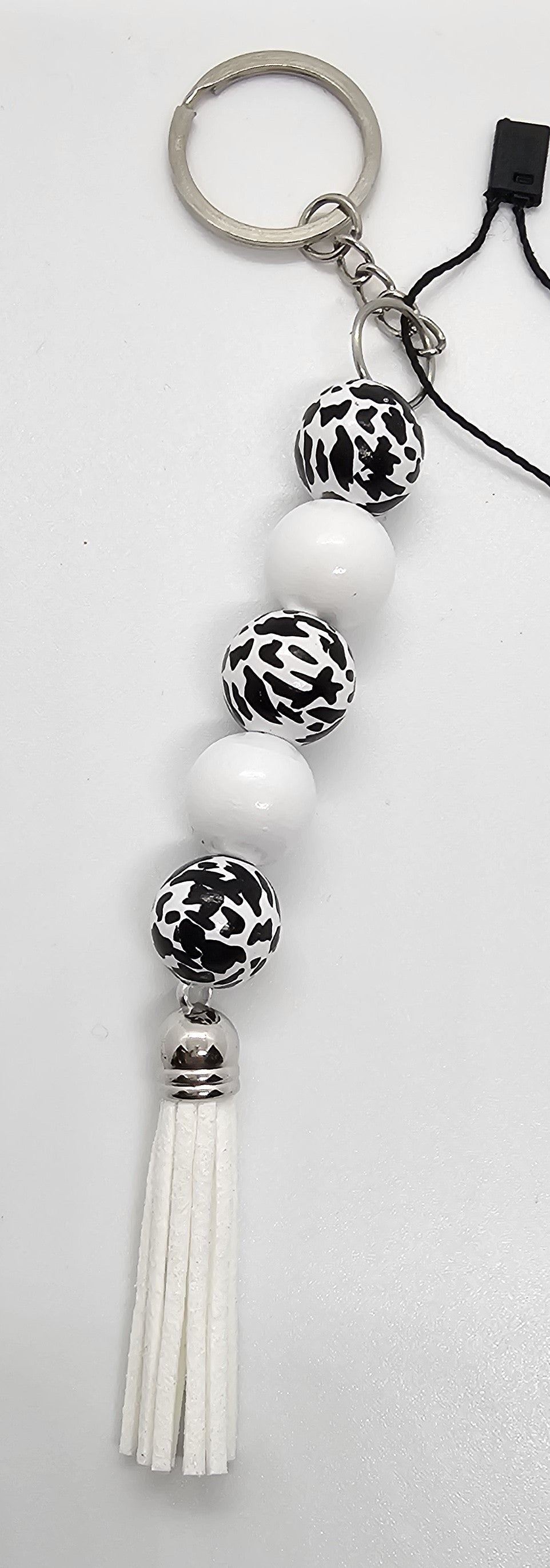 Black and white animal print keychain