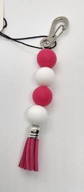 Hot pink and white Keychain