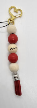 Red love keychain gold heart