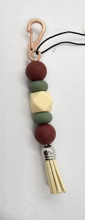Maroon and sage keychain