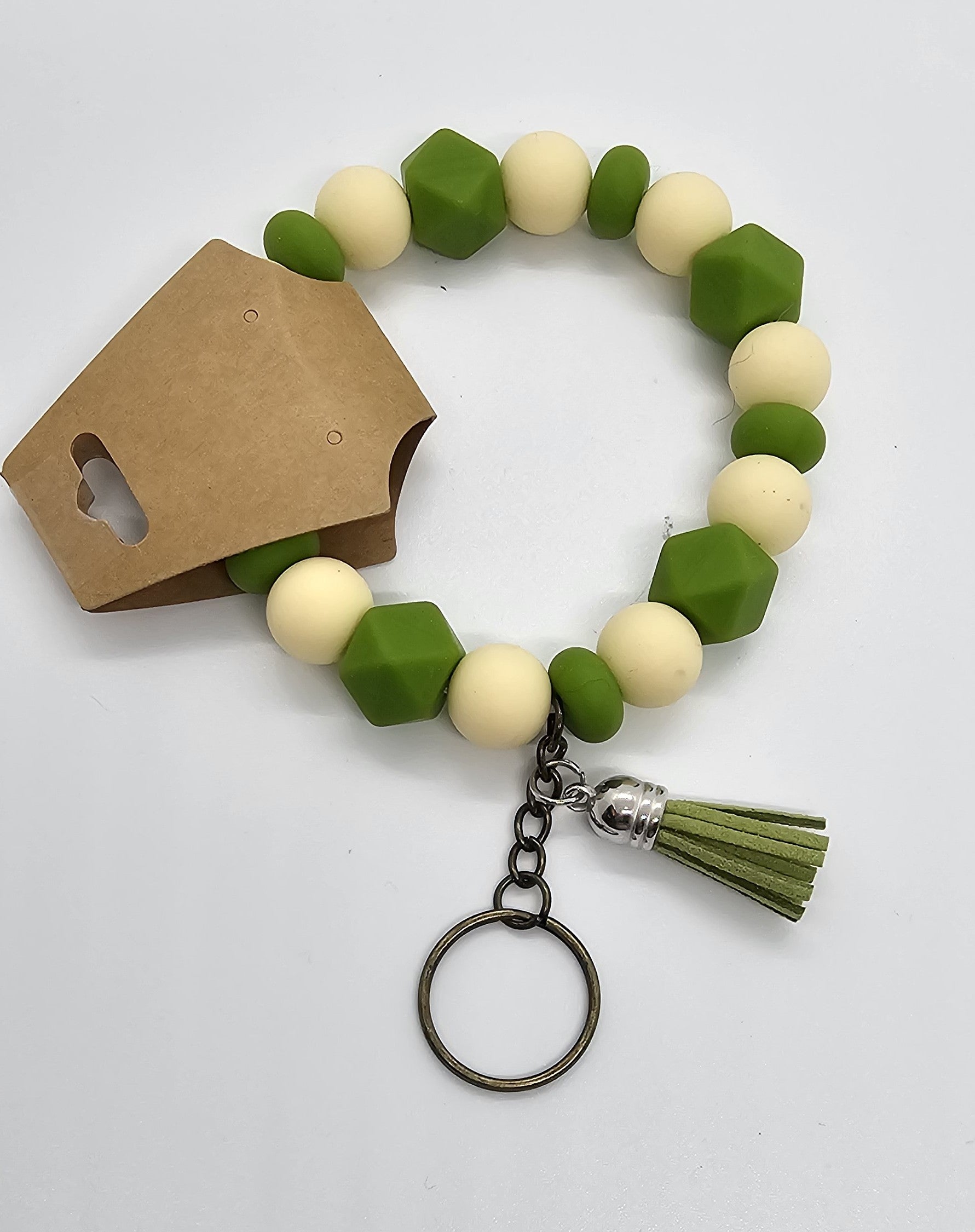 Lime and cream wristlet