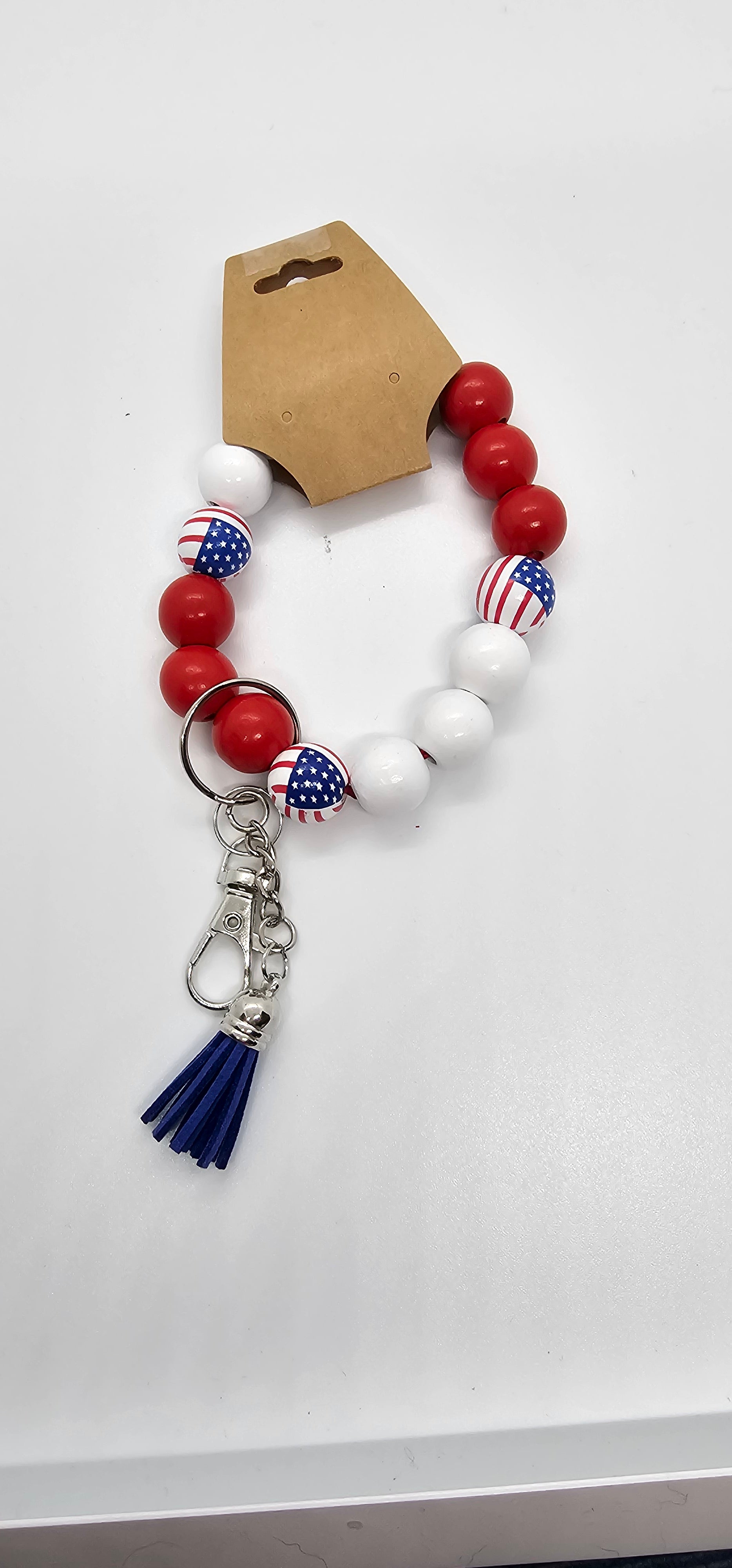 Red white and flags wristlet