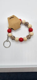 Leopard red and natural wristlet