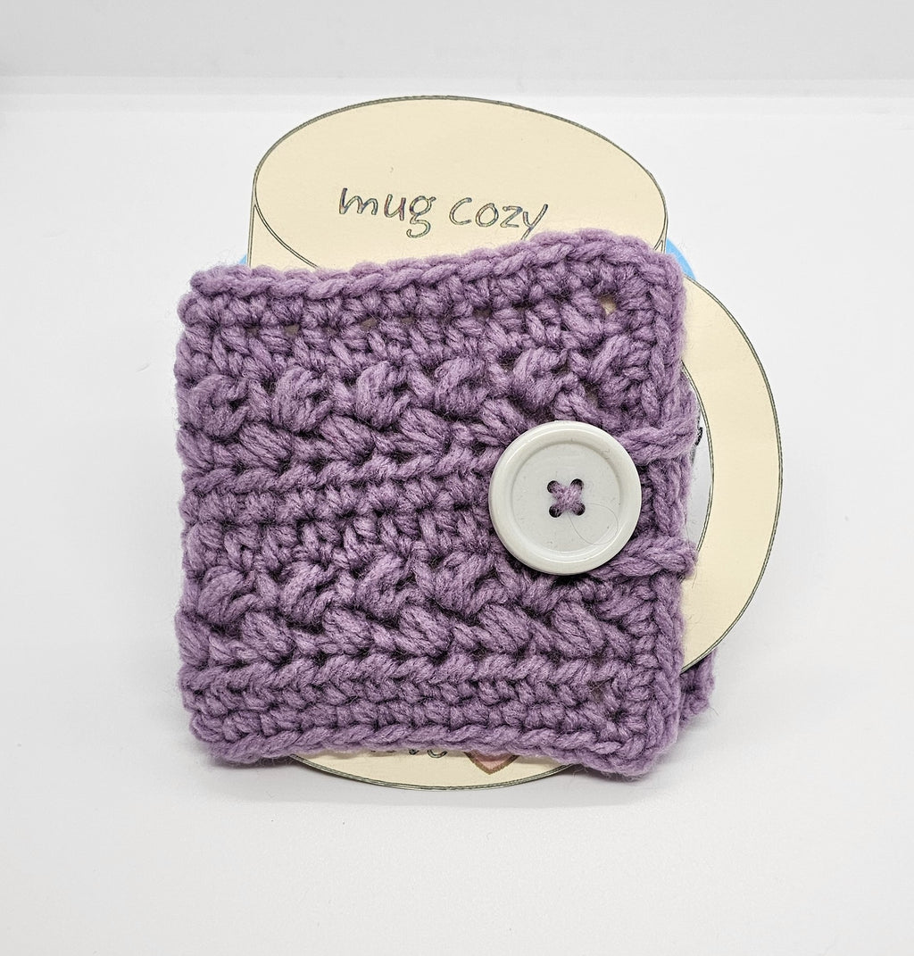 Purple button up coffee mug cozy