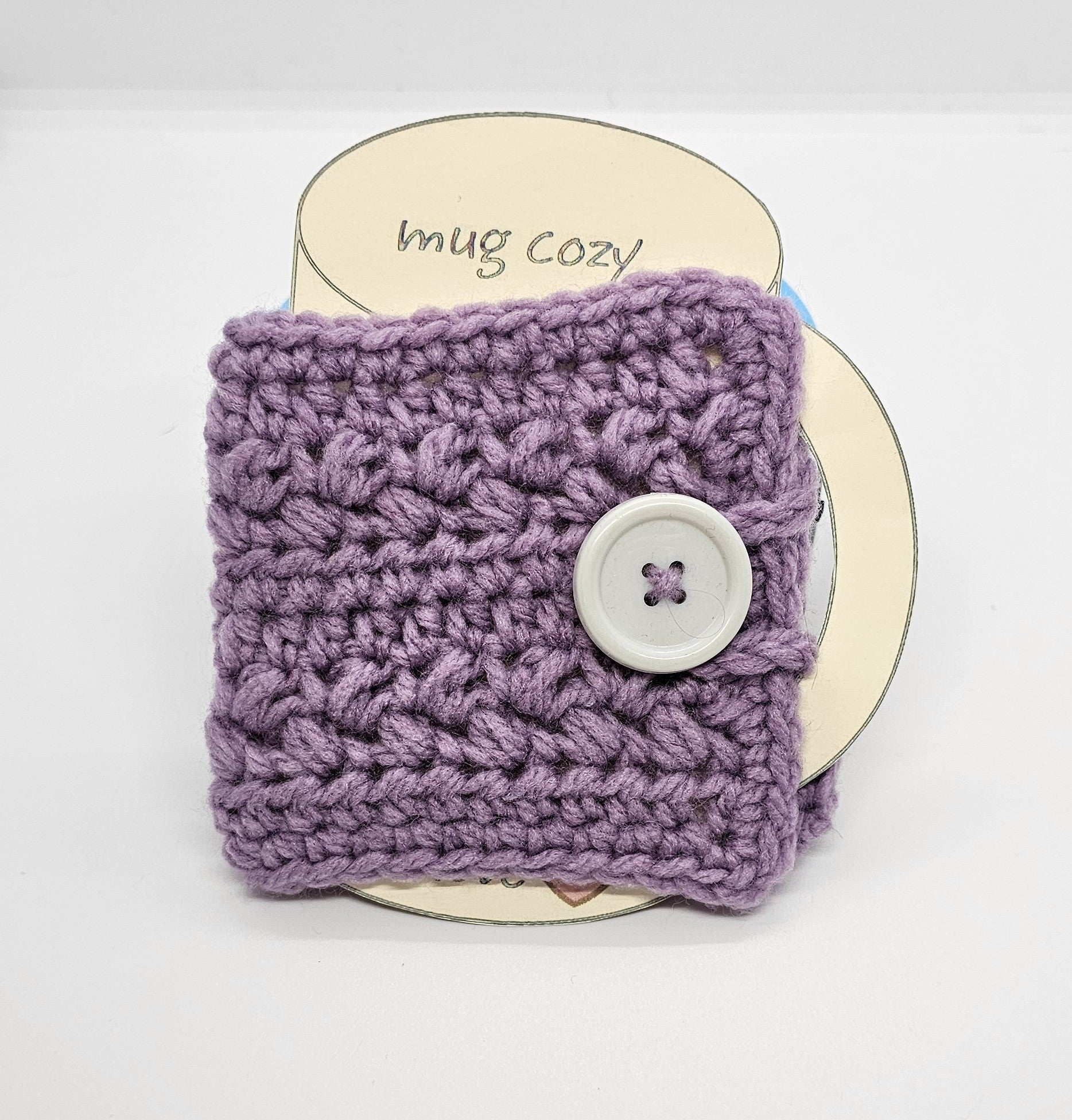 Purple button up coffee mug cozy