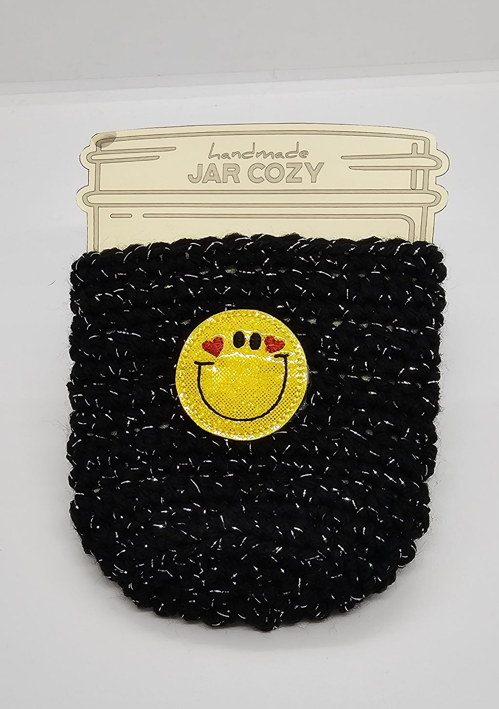 Smiley face mason jar cozy
