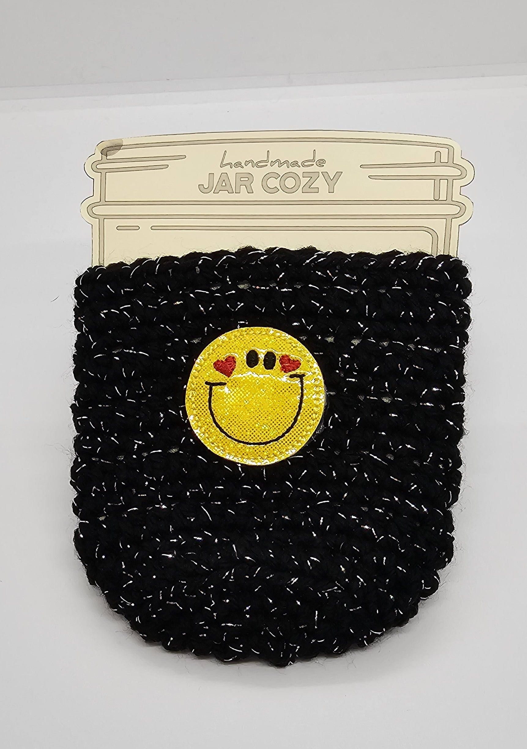 Smiley face mason jar cozy