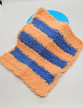 Coral and blue stripes washcloth