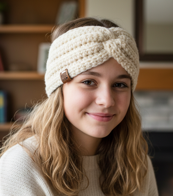Cream twisted earwarmer