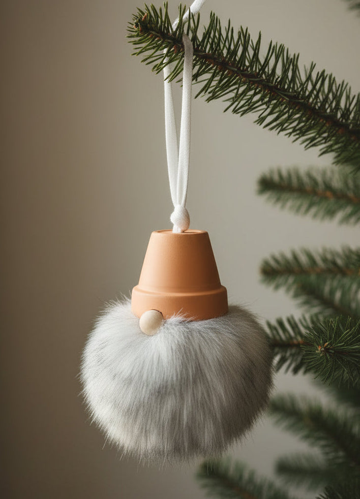 Gray flecked terra cotta gnome