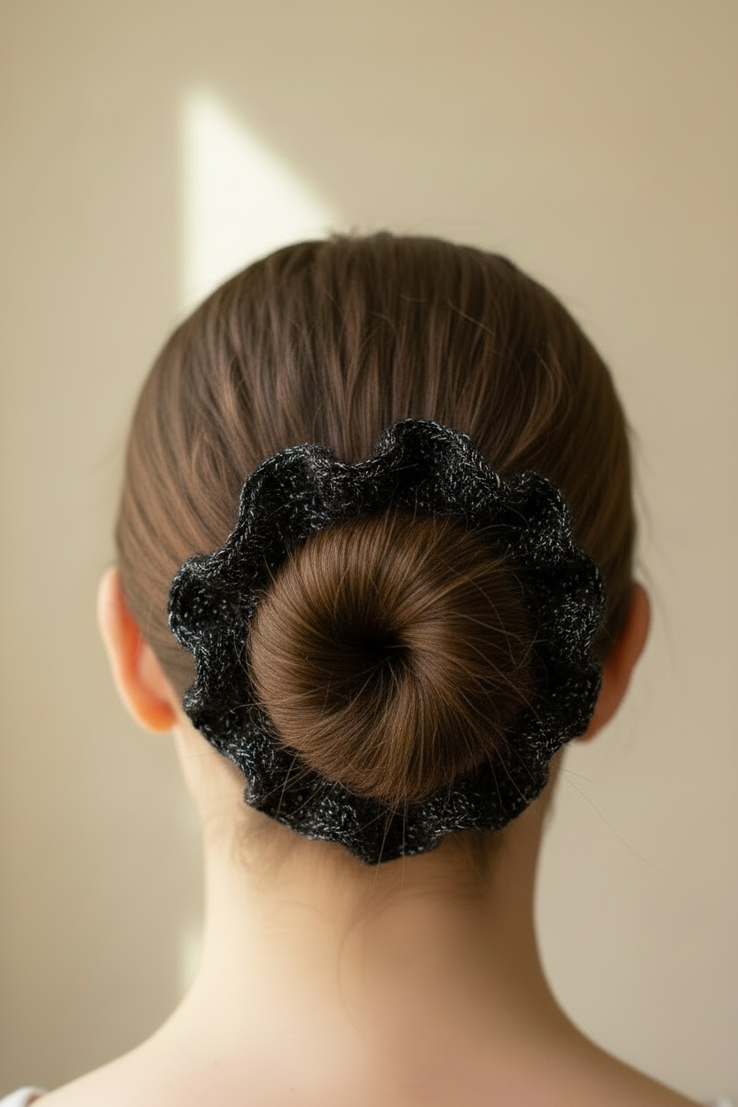 Black shimmer scrunchie