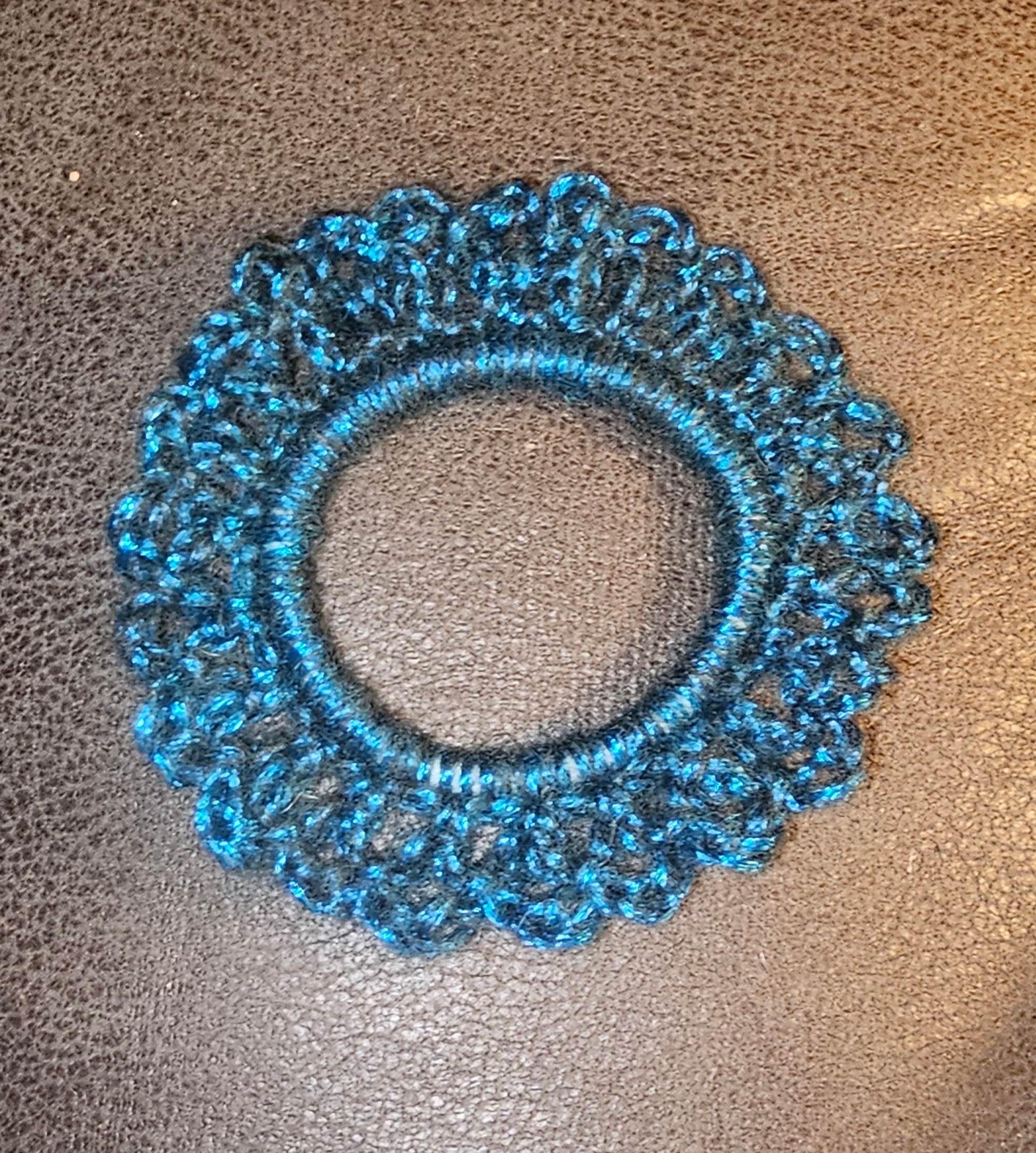 Blue and black shimmer Summertime scrunchie