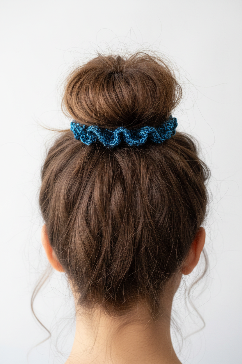 Blue and black shimmer Summertime scrunchie