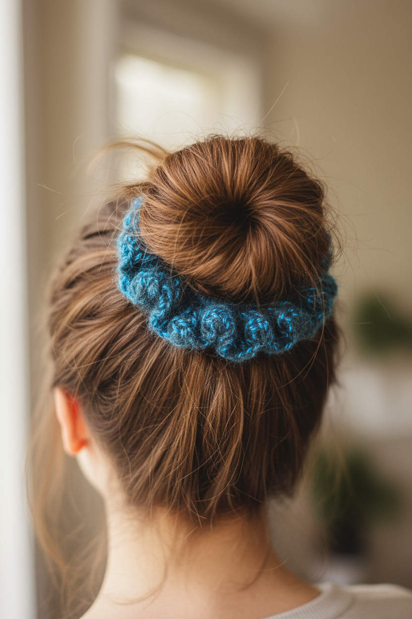 Black and Blue shimmer ruffles scrunchie