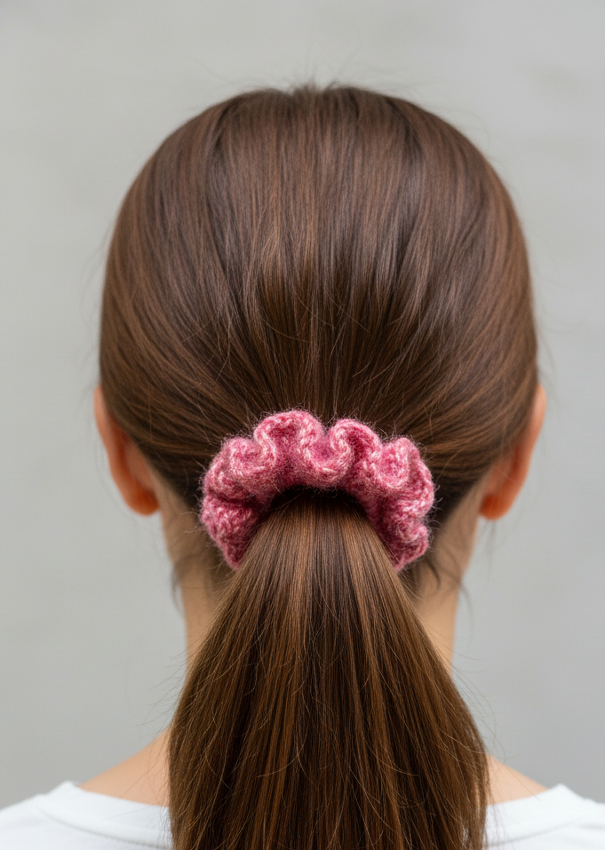 Burgundy shimmer ruffles scrunchie