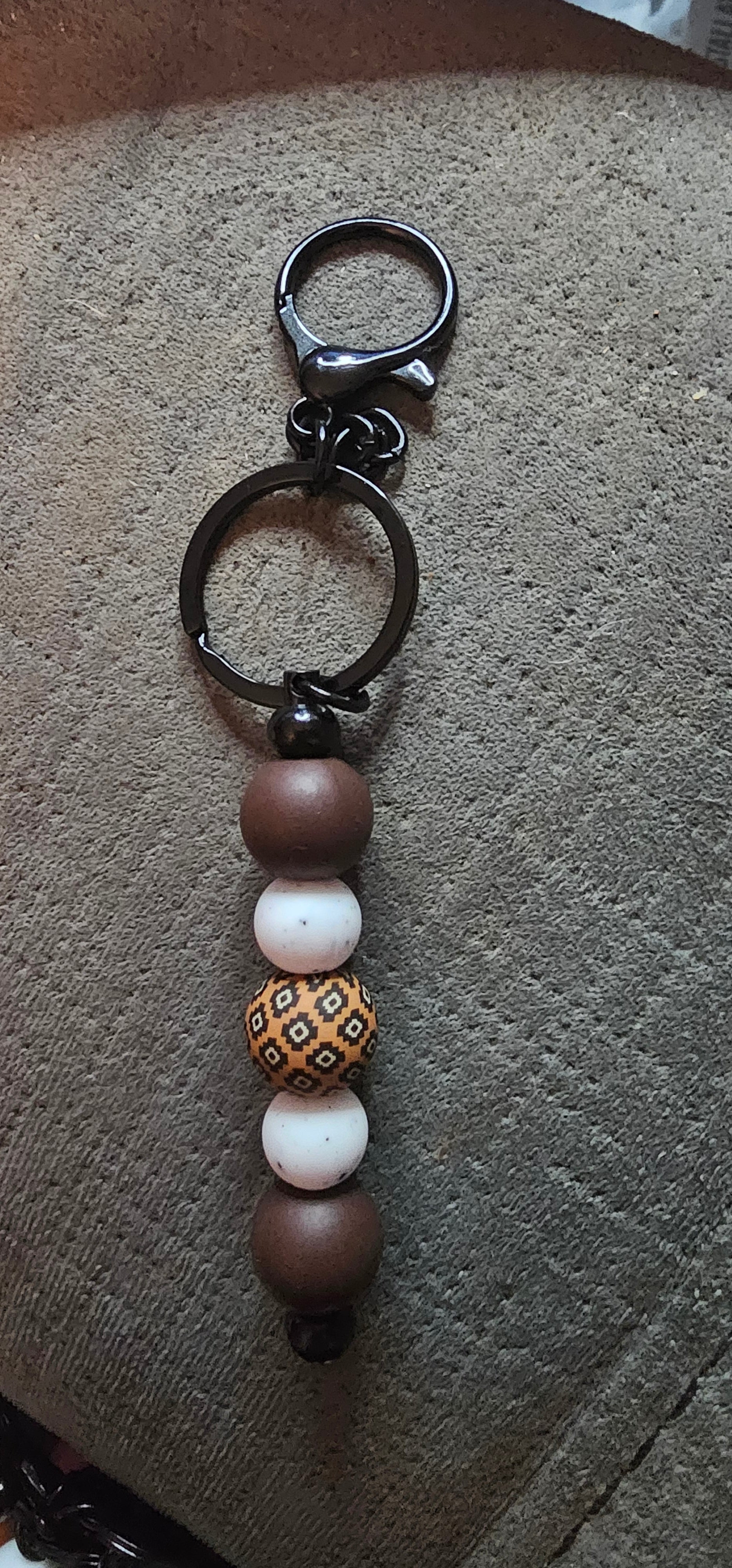 Brown with speckles and pattern keychain