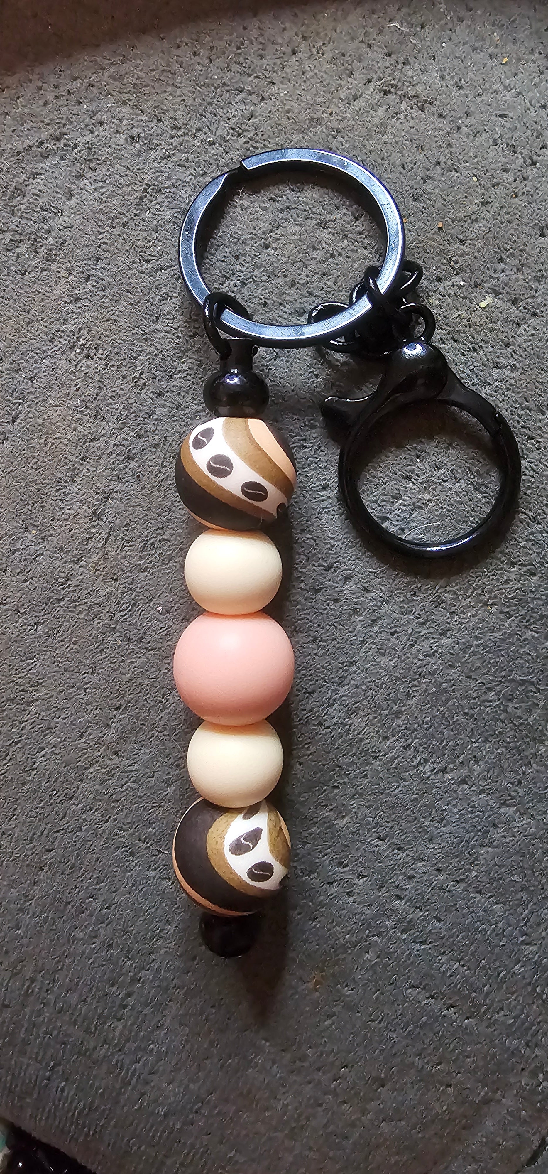 Coffee bean swirl and peach Keychain