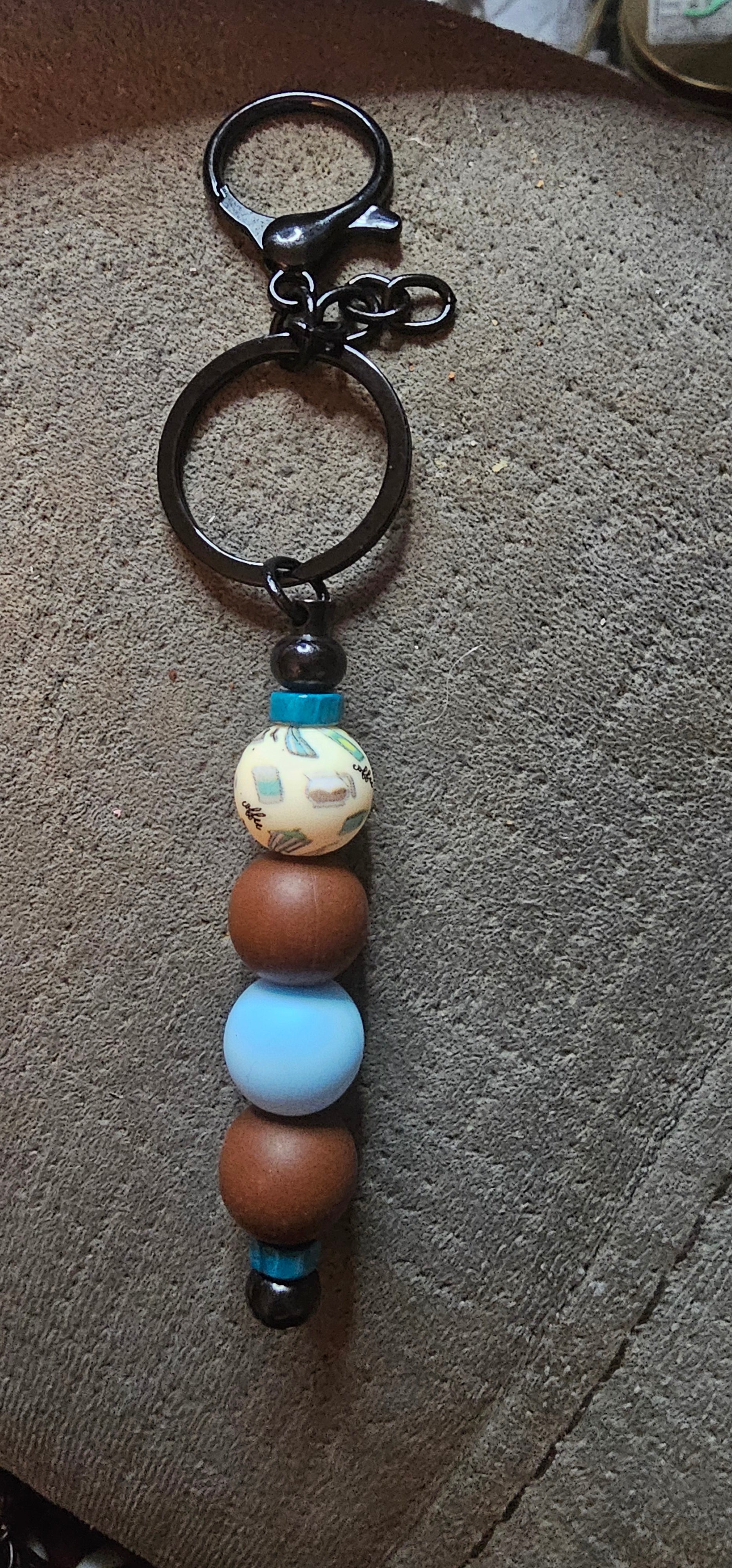 Coffee and blue keychain