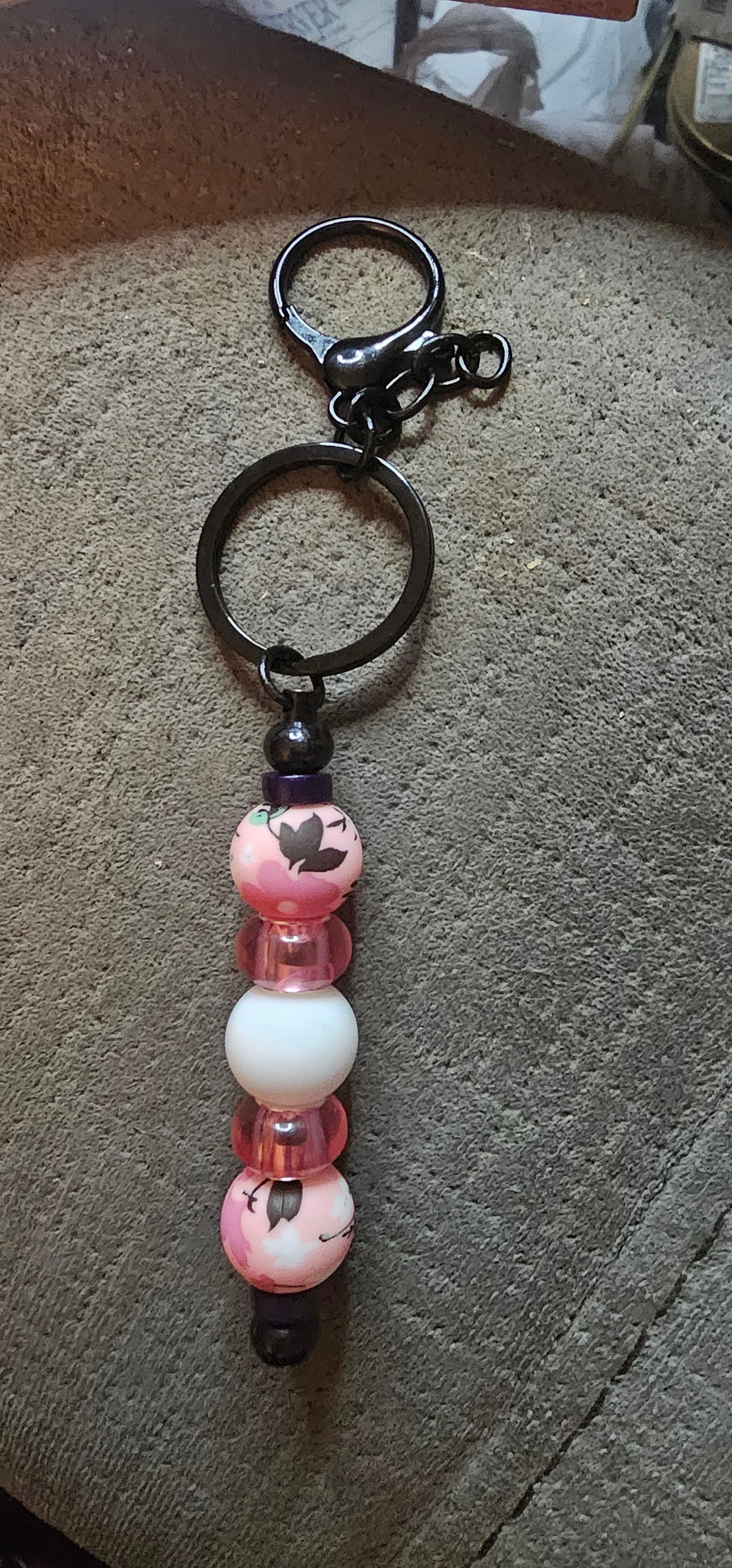 Dark pink and wildflowers keychain