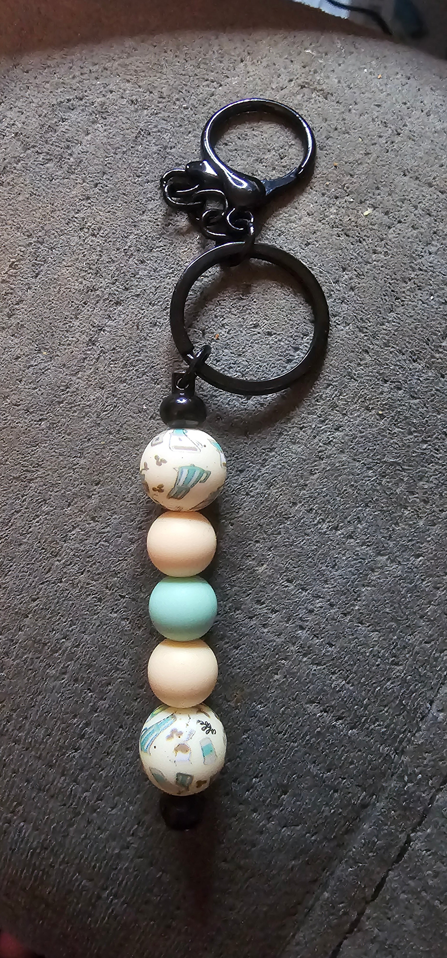 Cream teal and coffee Keychain
