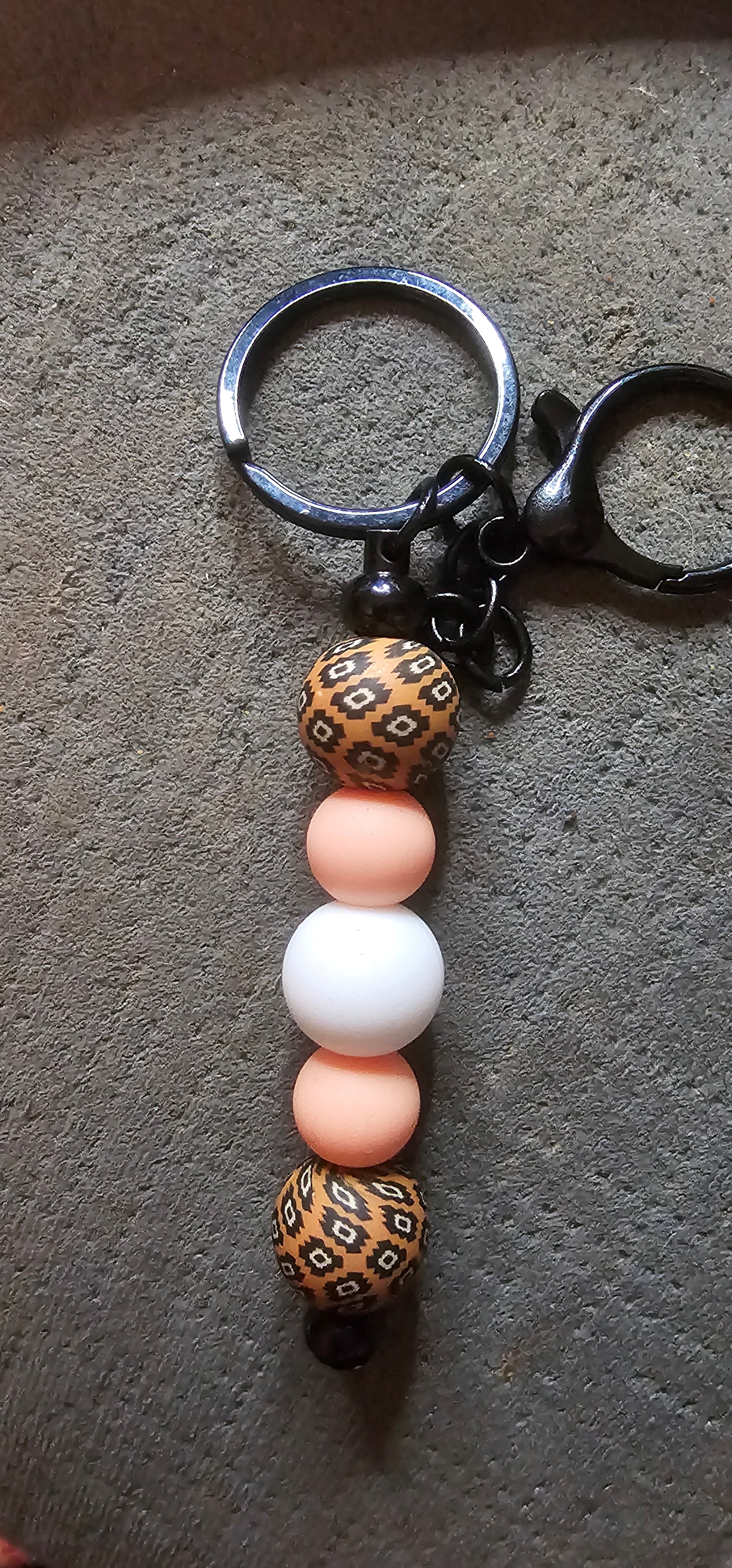 Patterns and peach keychain
