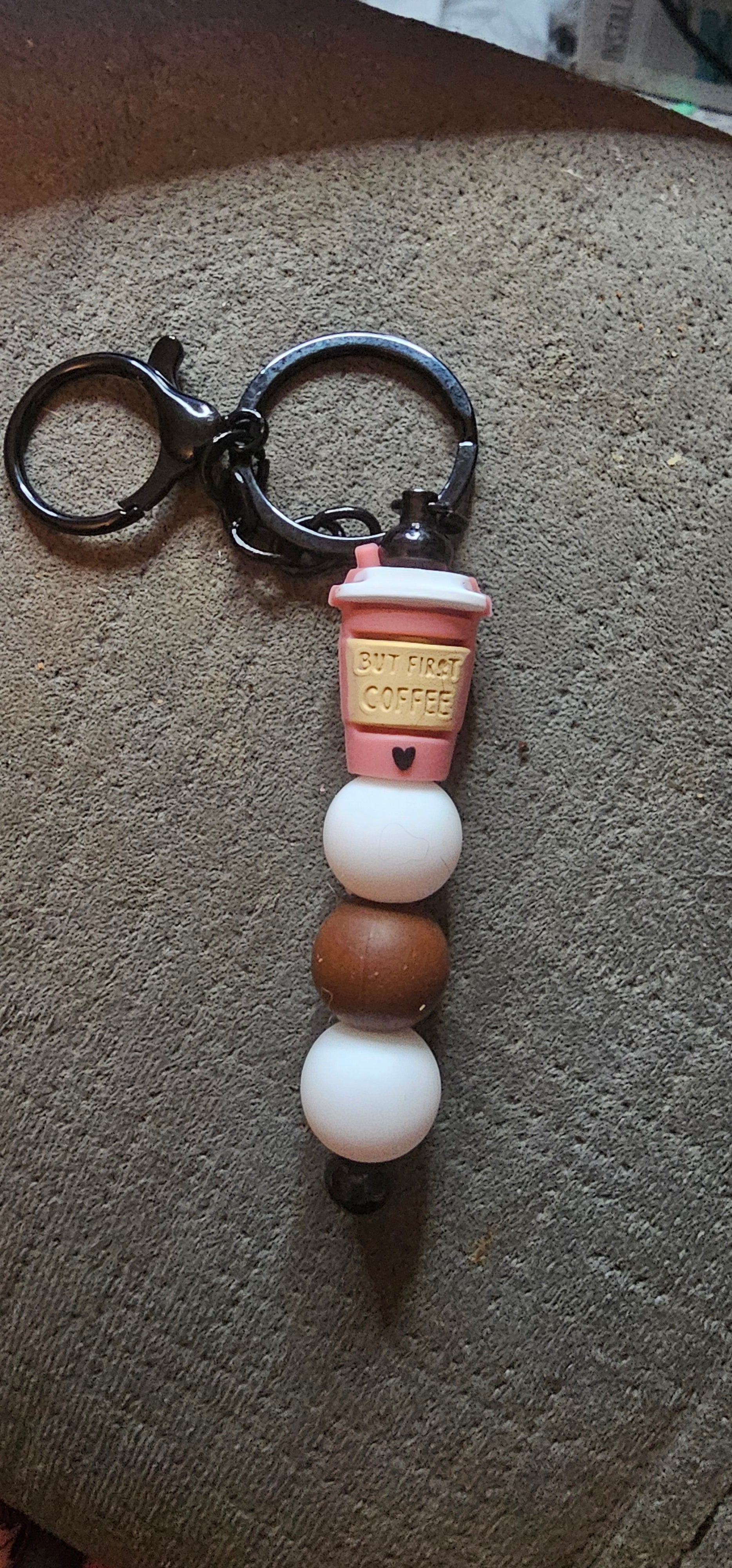But first coffee white keychain