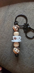 Coffee cup beans and cream keychain