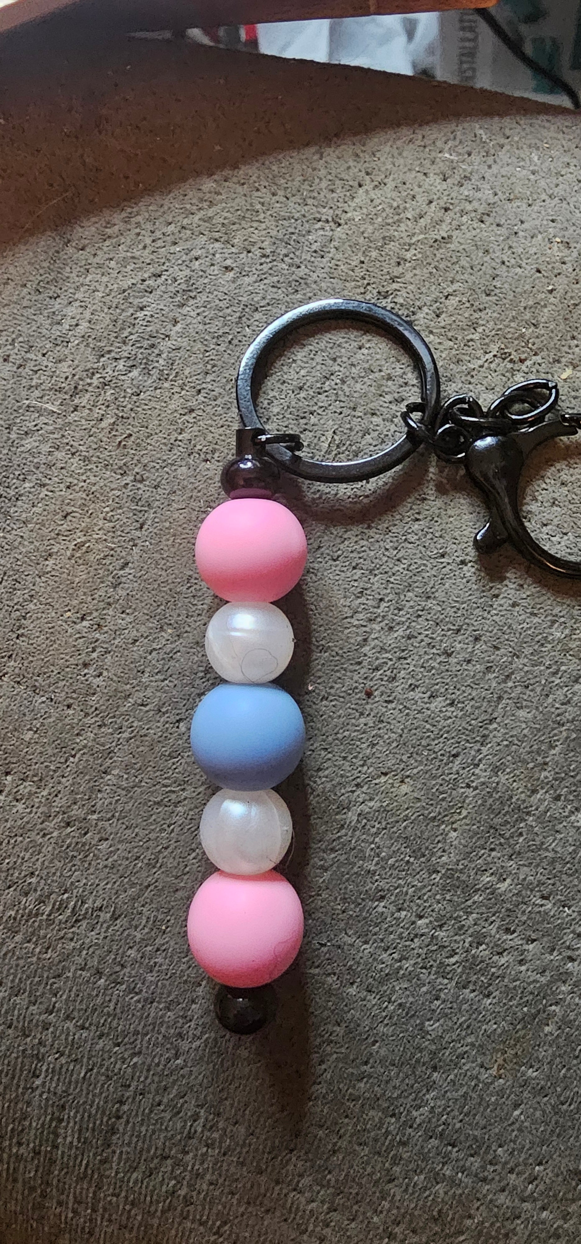 Marbled pink and blue keychain