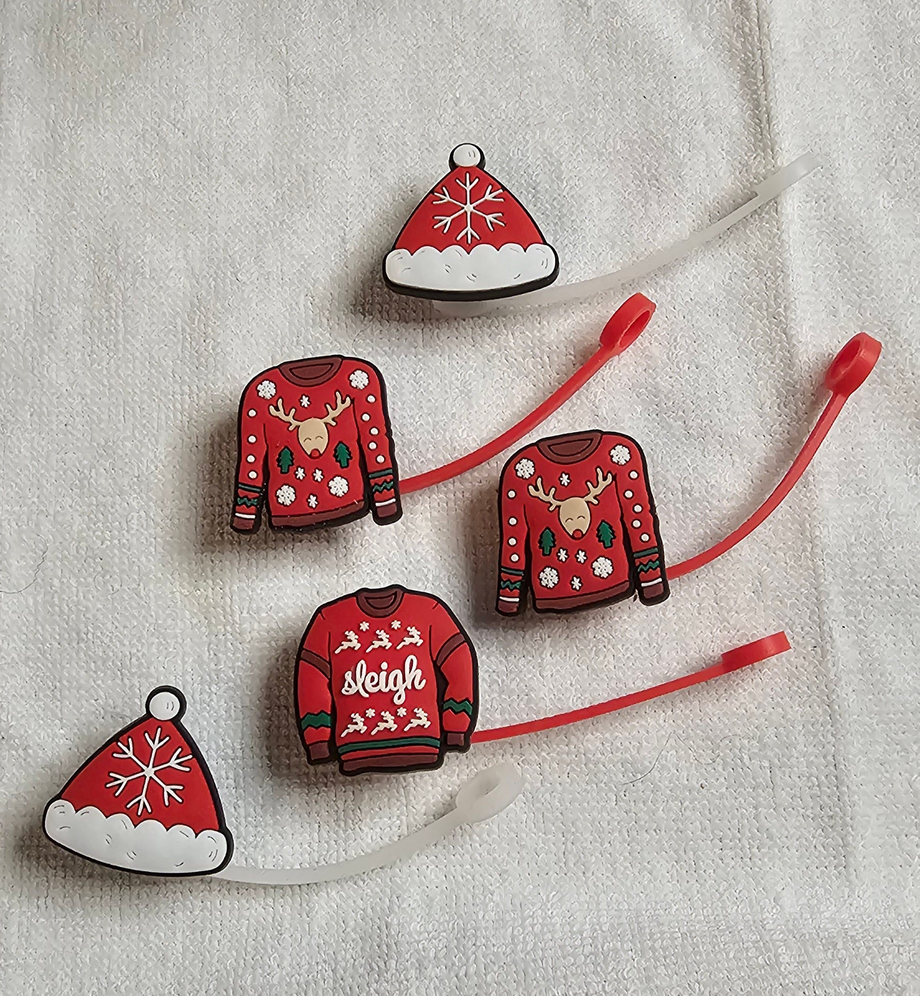 5pack Christmas wear straw toppers