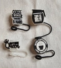 4 pack coffee saying straw toppers