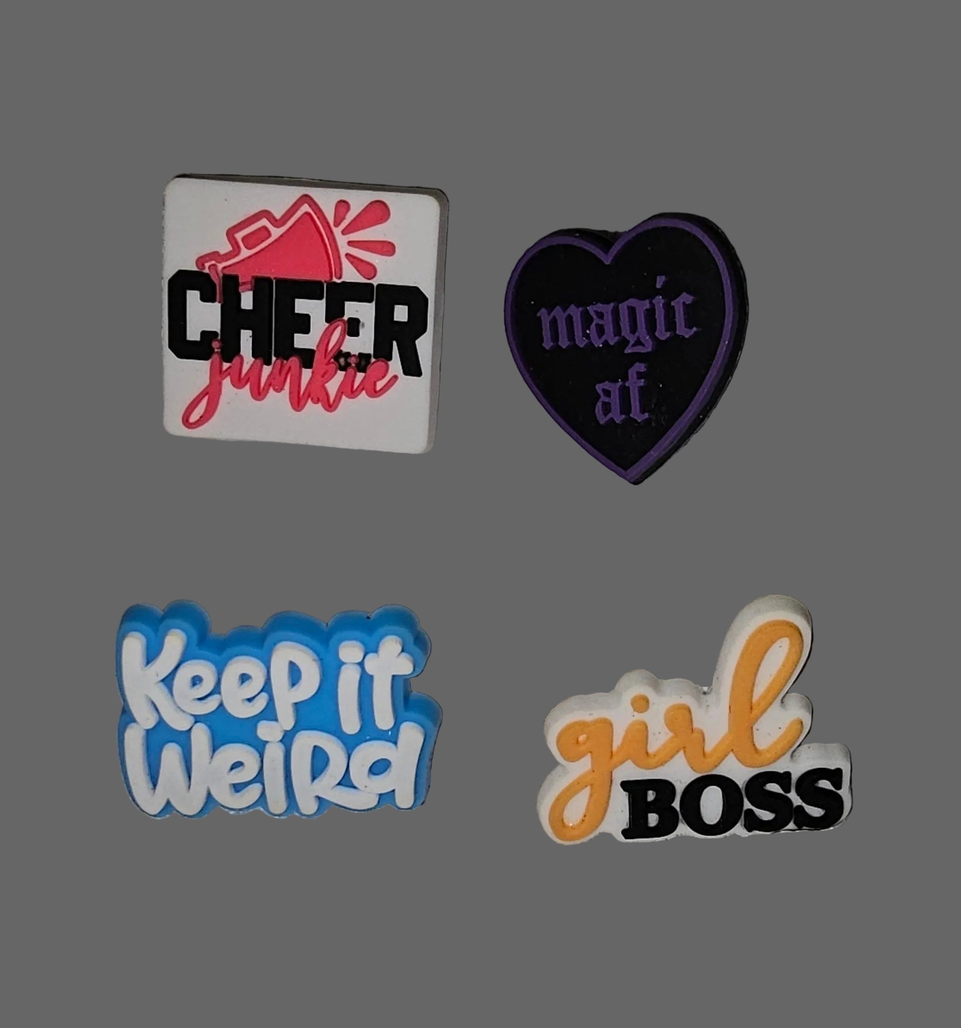 4 pack saying straw charms
