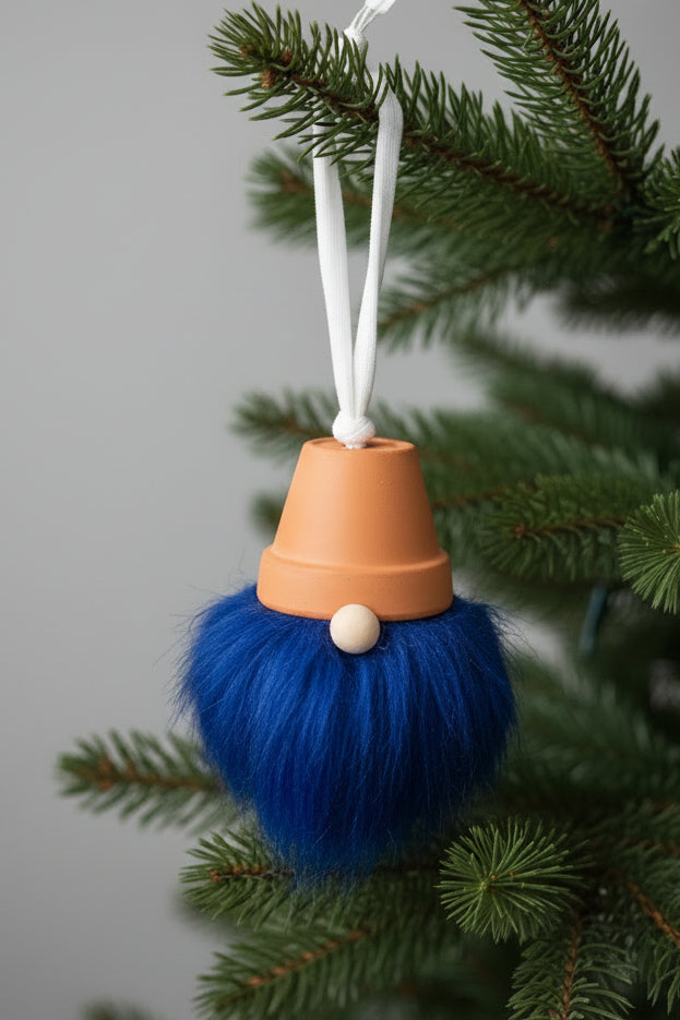 Royal blue terra cotta gnome