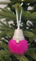 Shimmery white terra cotta gnome hot pink