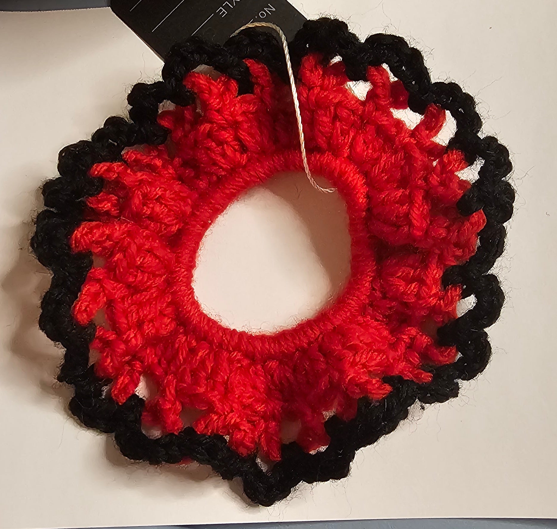 Red and black lacy scrunchie