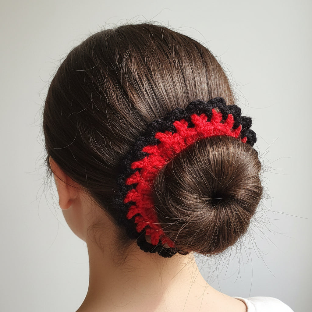 Red and black lacy scrunchie