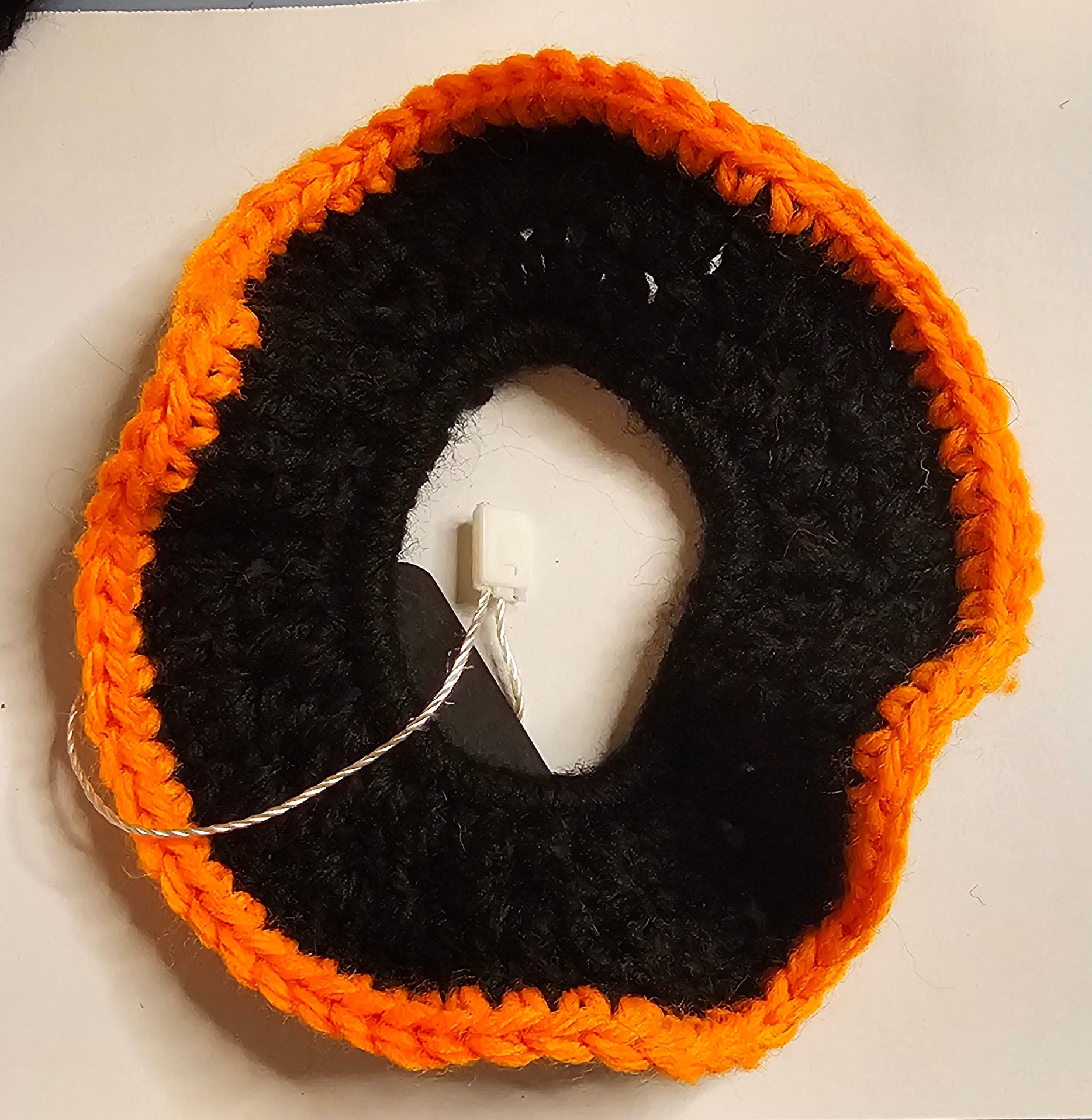 Black and orange wavy scrunchy