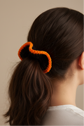 Black and orange wavy scrunchy