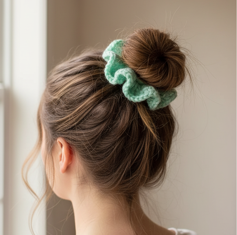 Mint waves scrunchy
