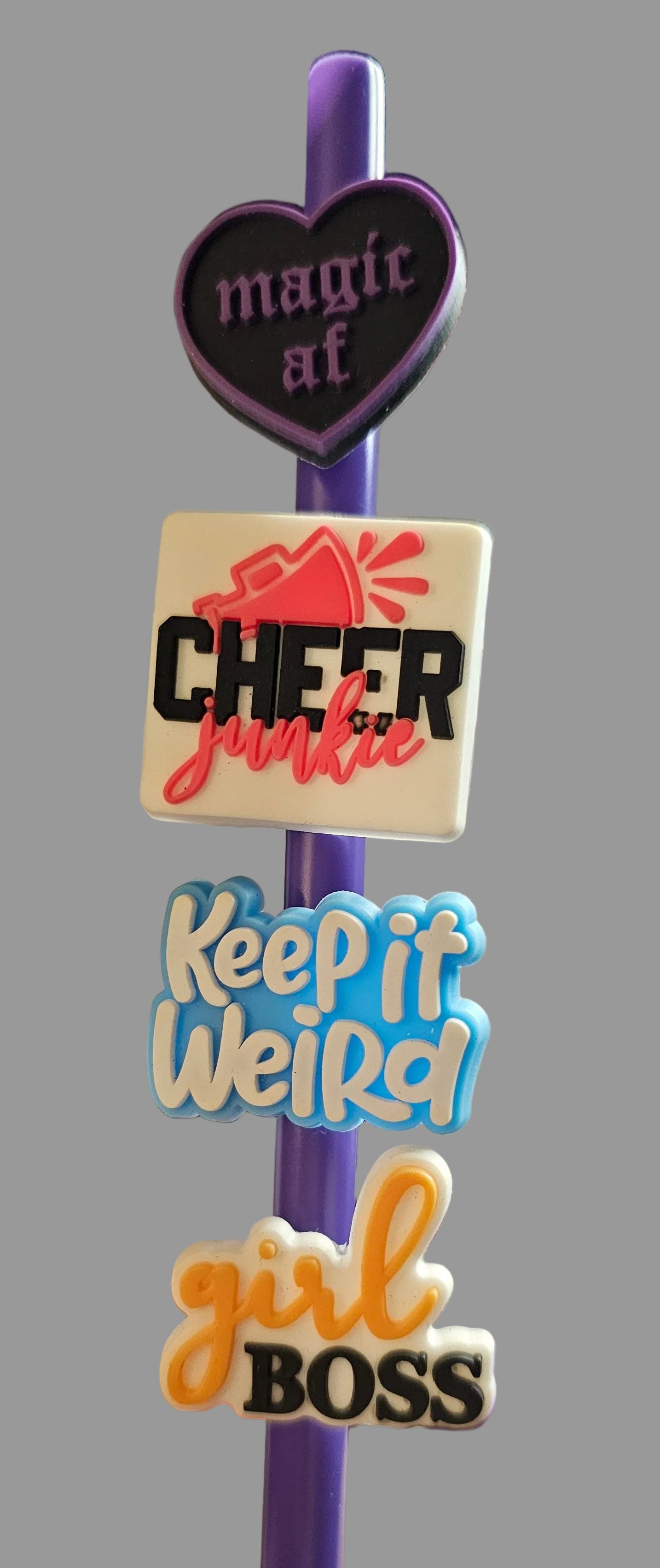 4 pack saying straw charms