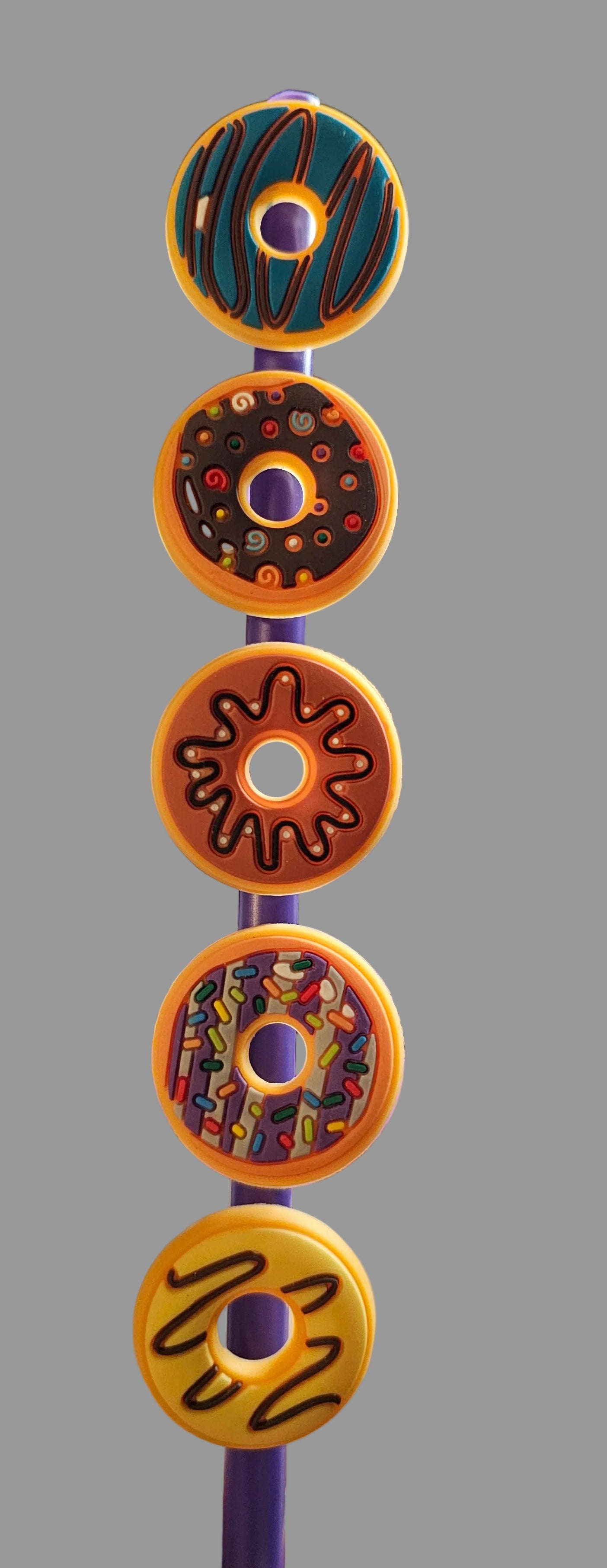 5 pack donut straw charms